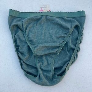 VINTAGE VICTORIAS SECRET 100% COTTON Hi Leg Brief PANTIES Green With Heart S NWT